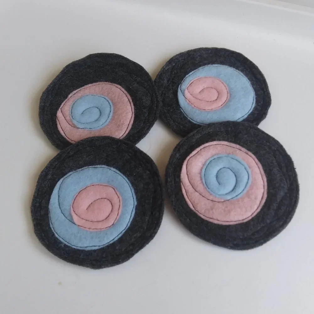 Handcrafted | Freeform Stitched Felt Coaster Set#8